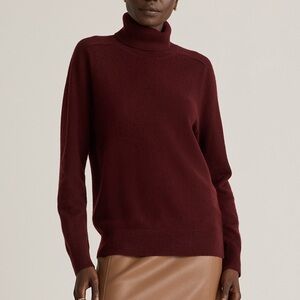 Quince Deep Red Turtleneck Sweater